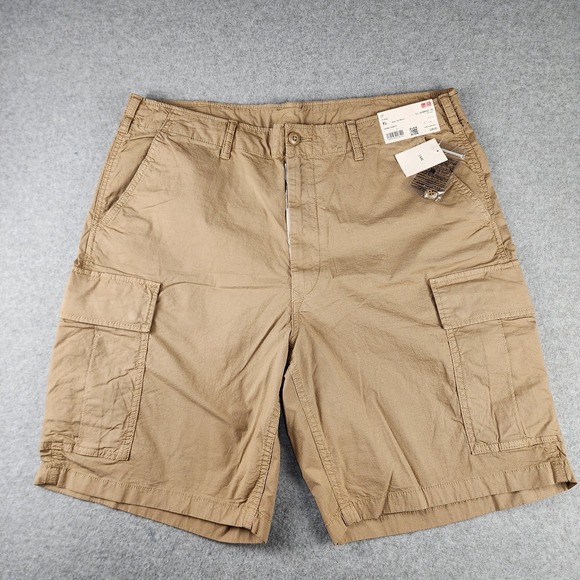 NEW Uniqlo‎ Men's XL (36-39) Ripstop Utility Hiking Cargo Shorts Tan - Picture 1 of 6